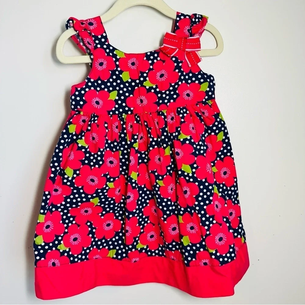 Gymboree Easter Spring Dress, Sz 18-24 mo, Navy & Coral Floral